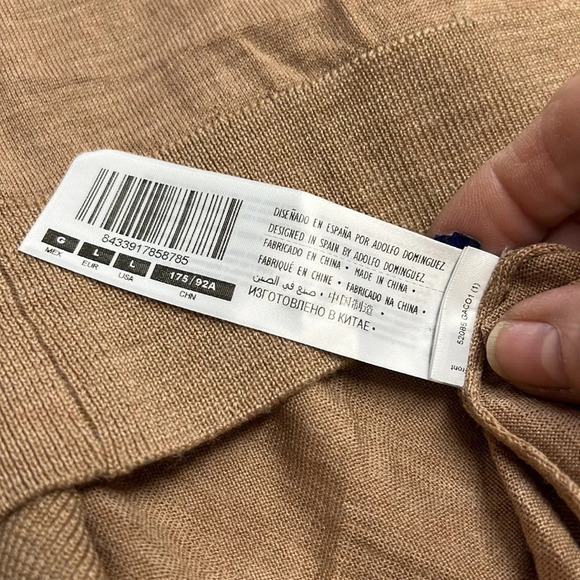 Men’s Adolfo Dominguez Tan Merino Wool Turtleneck Sweater Size Large - Picture 6 of 11